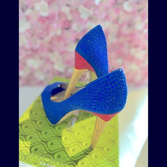 Gianni Bini Blue and Gold Heels - Picture 2 of 6